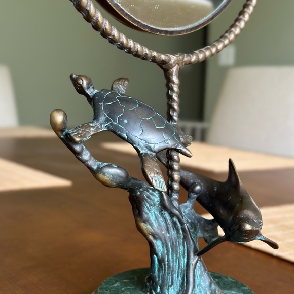 Nautical Mirror- SPI Brass Dolphin & Turtle Vanity Mirror - Picture 8 of 16
